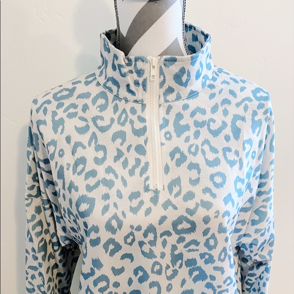 SALE‼️ Blue Gray Leopard Zip Fall Sweatshirt - Picture 4 of 6